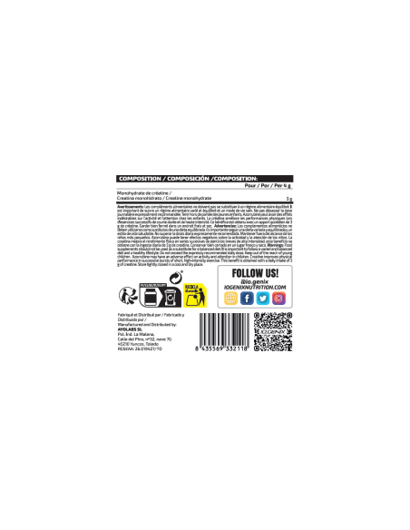 CREATINE MONOHYDRATE 500G - MVP - IOGENIX